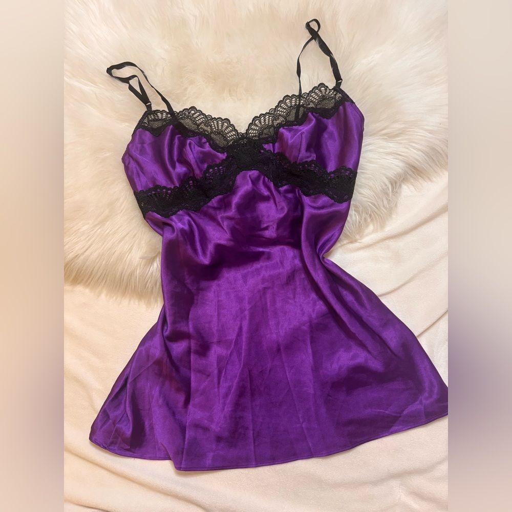 Victoria's Secret Y2K Purple and Black Lace Lingerie